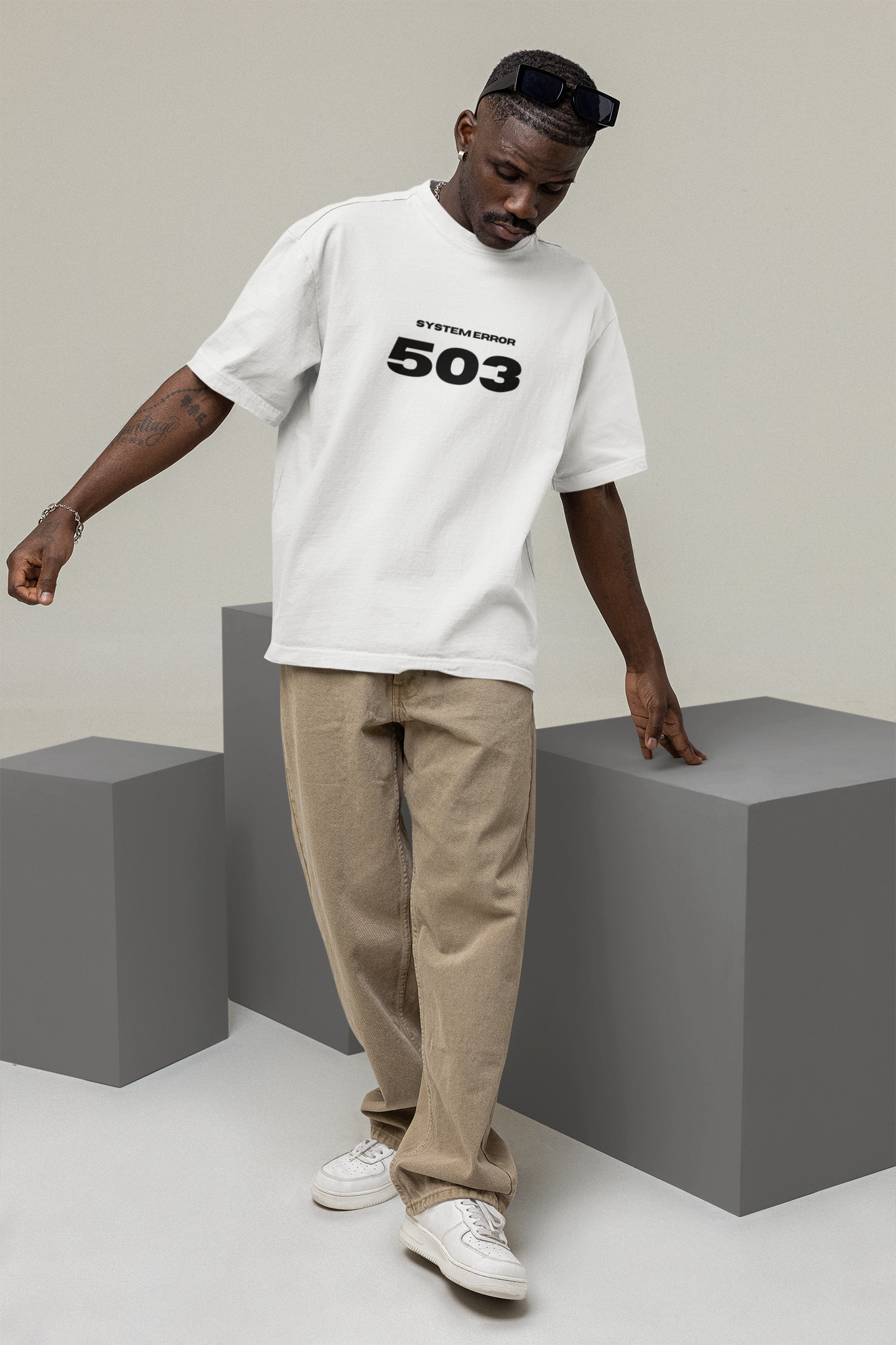System Error 503 Puffed Oversized Tee (white)